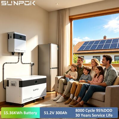 SUNPOK 15kwh Lithium Batteries Home 51.2v 300Ah 48v Powerwall Solar Energy Storage Lifepo4 Battery with BMS