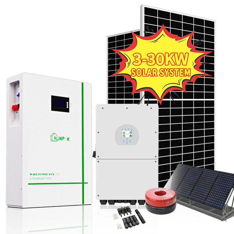선포크는 오프 그리드 태양 장비 3 kw 5 킬로볼트 암페어 5 kw 15 kw 10 kw 하이브리드 솔라 시스템을 완료합니다