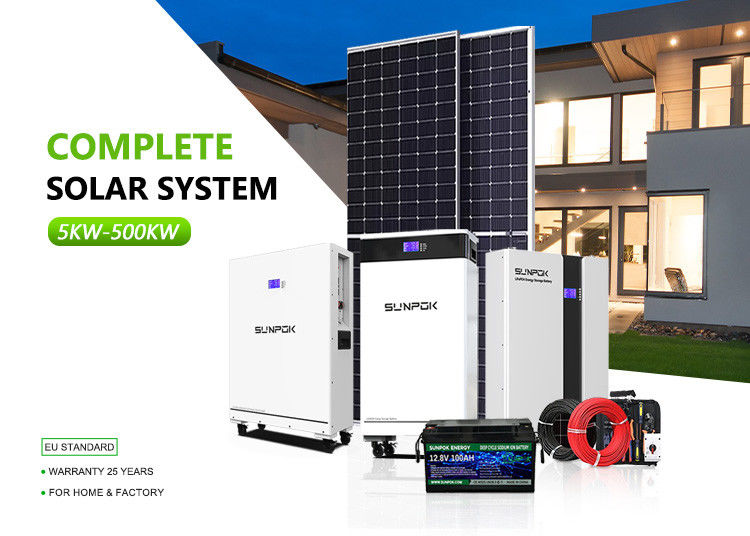 하이브리드 인버터 태양 시스템 10kw 50kw 500kw 리?? 이온 배터리 지붕 장착 가정용