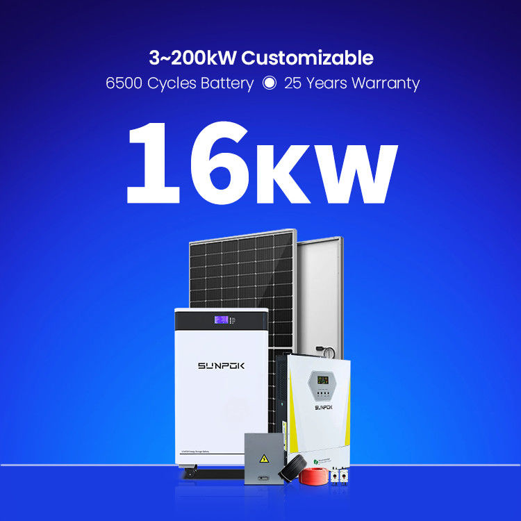 태양광 패널 전력 시스템 15Kva 16KW 18KW 완전한 가정용 하이브리드 태양광 PV 에너지 시스템