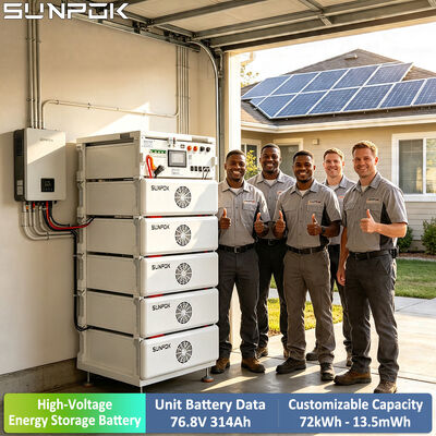 SUNPOK 76.8V 314Ah 랙 탑재 고전압 배터리 팩 100kWh에서 500kWh 산업용 저장용으로 확장 가능